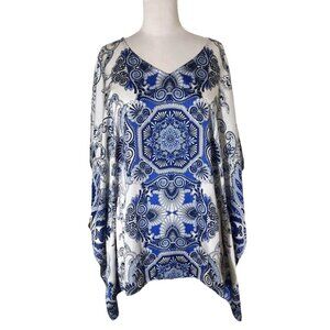 Chico's‎ Shirt blue and White Size Small / Medium S /M Caftan Type Top